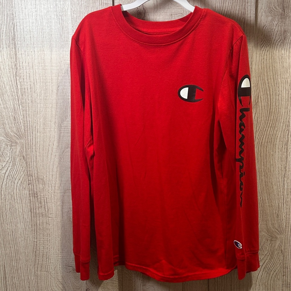 Champion Red Crewneck Long Sleeve Shirt
